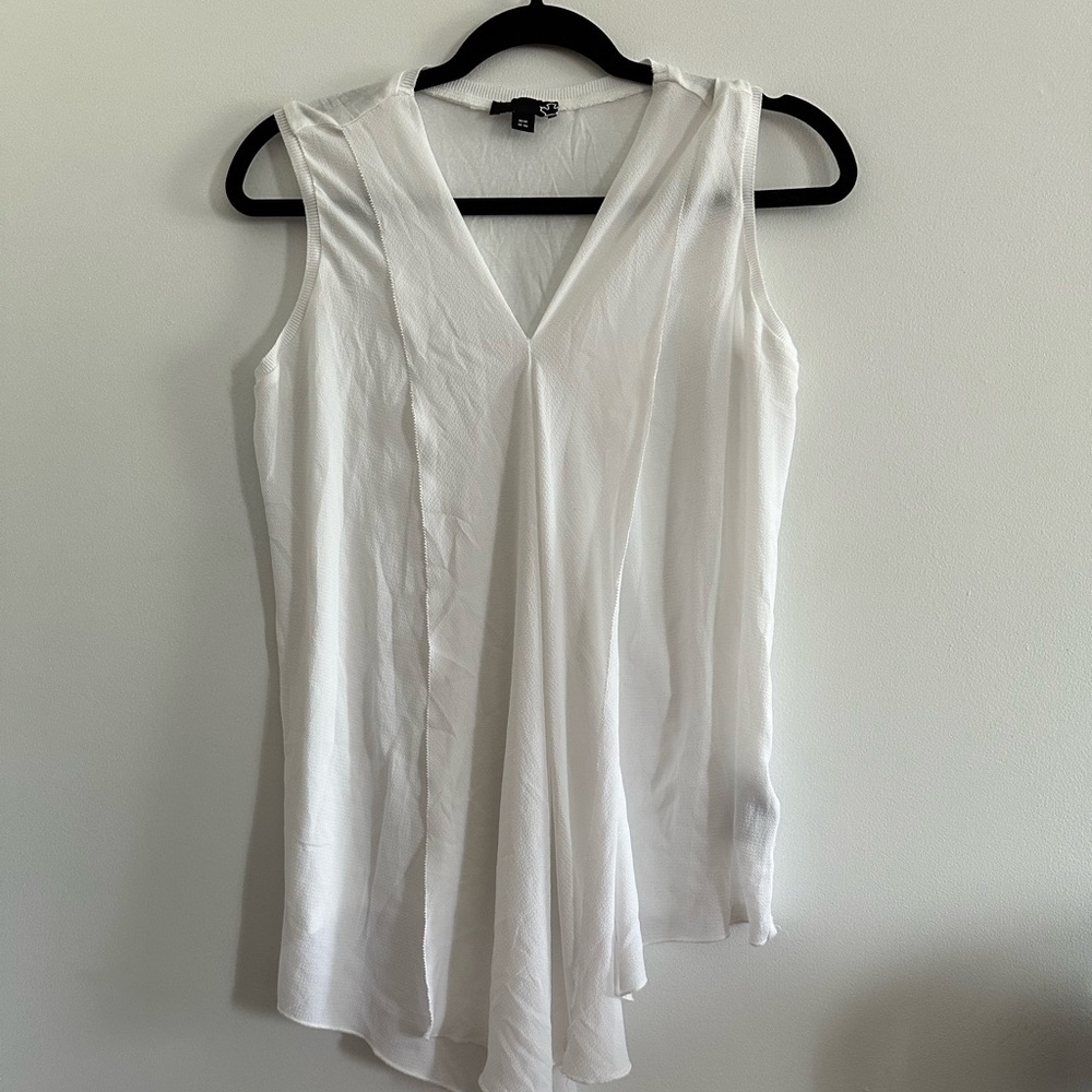 Source Unknown Asymmetrical White Sleeveless Tank Top